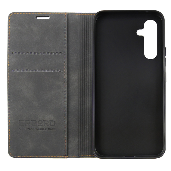 Case for Samsung Galaxy A54, ERBORD Vintage, wallet with flap, black