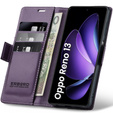 Etui do Oppo Reno 13, ERBORD Glossy Litchi, portfel z klapką, fioletowe