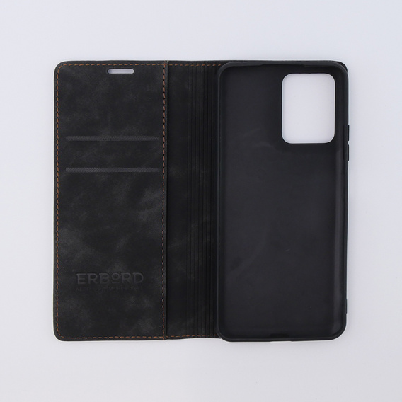 Case for Xiaomi Redmi Note 12 5G / Poco X5 5G, ERBORD Vintage, wallet with flap, black