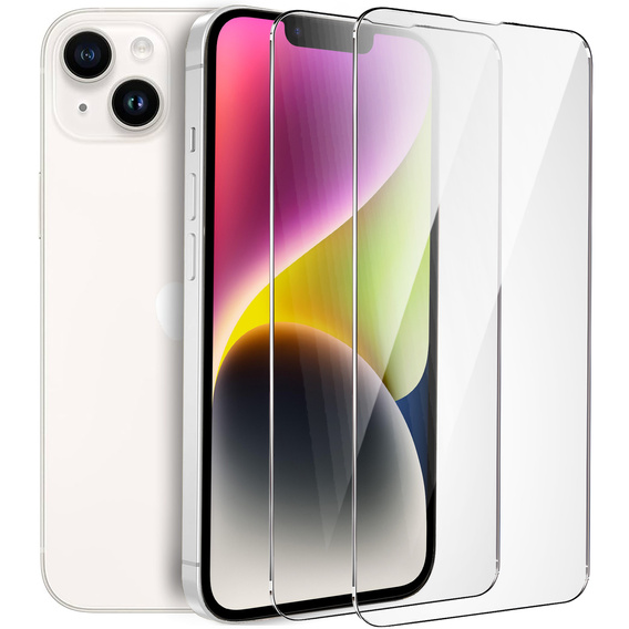 2x Tempered Glass for iPhone 14, ERBORD 9H Hard Glass for phone screen