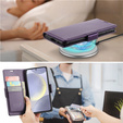 Case for Samsung Galaxy S24, ERBORD Glossy Litchi, wallet with flap, purple