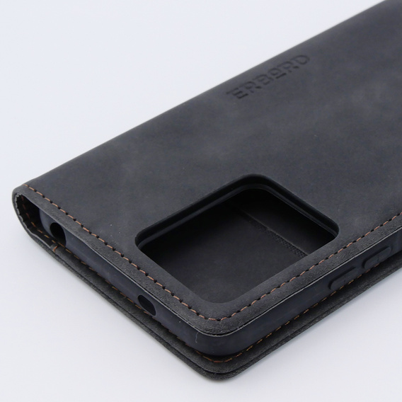 Case for Xiaomi Redmi Note 12 4G, ERBORD Vintage, wallet with flap, black
