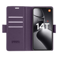Case for Xiaomi 14T, ERBORD Glossy Litchi, wallet with flap, purple