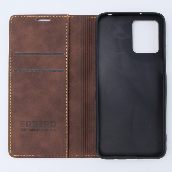 Etui do Motorola Moto G13/ G23 4G, ERBORD Vintage portfel z klapką, kawowe