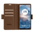 Case for Motorola Moto G24 Power, ERBORD Glossy Litchi, wallet with flap, brown