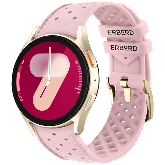 Pasek Silikonowy ERBORD Uniwersalny 20mm, Tropic, różowy / różowo złota klamra