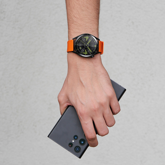 ERBORD Universal Silicone Strap 22mm, Dual Color, orange / black / black buckle