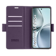 Case for Realme 14 Pro+ 5G, ERBORD Glossy Litchi, wallet with flap, purple