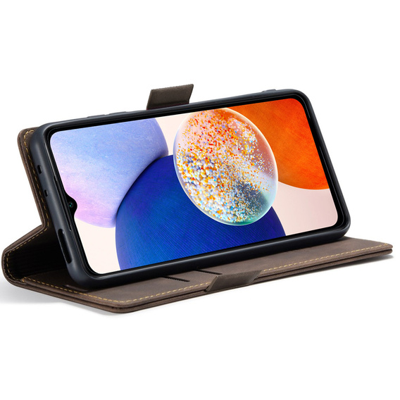 Case for Samsung Galaxy A14 4G/5G, ERBORD Vintage, wallet with flap, coffee