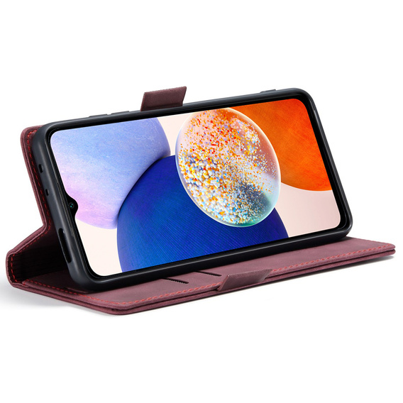 Etui do Samsung Galaxy A14 4G/5G, ERBORD Vintage portfel z klapką, czerwone