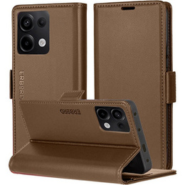 Case for Xiaomi Redmi Note 13 Pro 4G / Xiaomi Redmi Note 14S / Xiaomi Poco M6 Pro 4G, ERBORD Glossy Litchi, wallet with flap, brown