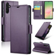 Case for Samsung Galaxy A56, ERBORD Glossy Litchi, wallet with flap, purple