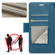 Case for Oppo Reno 13, ERBORD Glossy Litchi, wallet with flap, blue