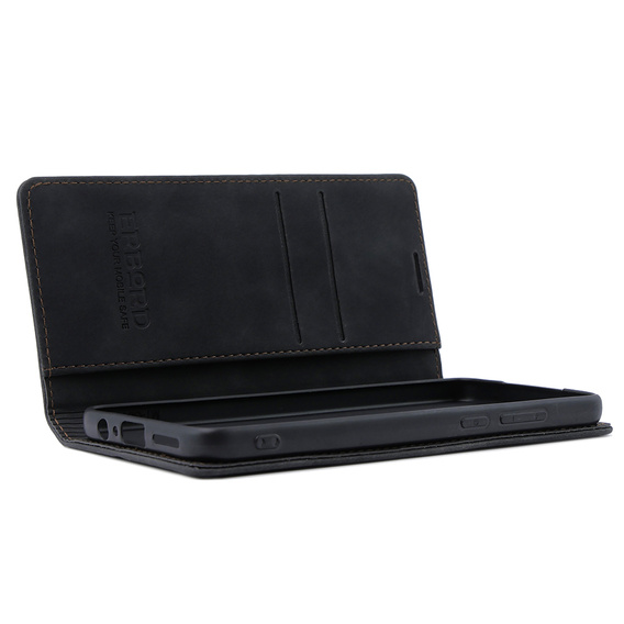 Case for Motorola Edge 40 Neo, ERBORD Vintage, wallet with flap, black