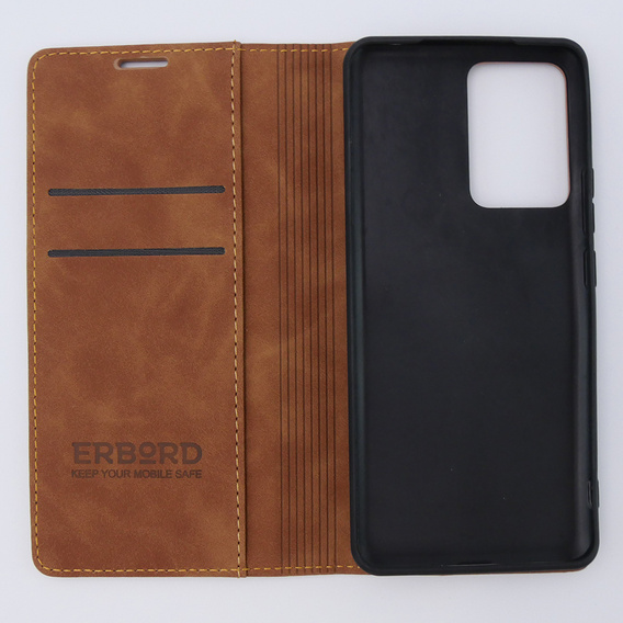 Etui do Xiaomi 13 lite, ERBORD Vintage portfel z klapką, brązowe