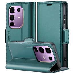 Case for Infinix Note 50 Pro+, ERBORD Glossy Litchi, wallet with flap, green