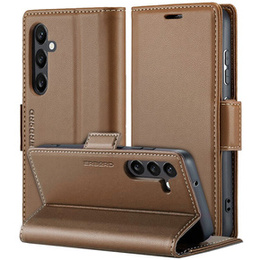Etui do Samsung Galaxy A55, ERBORD Glossy Litchi, portfel z klapką, brązowe