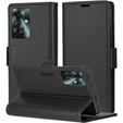 Case for Oppo Reno 11F, ERBORD Glossy Litchi, wallet with flap, black