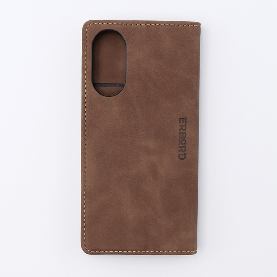 Etui do Oppo A78 4G, ERBORD Vintage portfel z klapką, kawowe