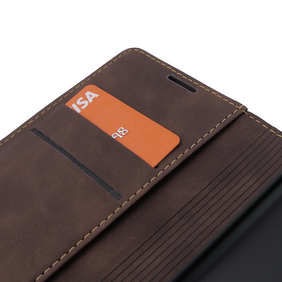 Case for Motorola Edge 40 Neo, ERBORD Vintage, wallet with flap, coffee