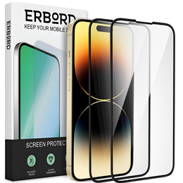 2x Tempered Glass for iPhone 14 Pro, ERBORD 3D full display