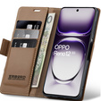 Etui do Oppo Reno 12, ERBORD Glossy Litchi, portfel z klapką, brązowe