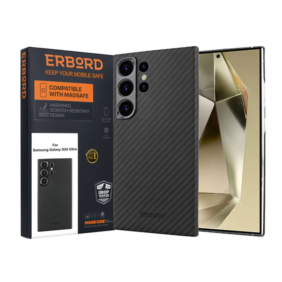 Etui do Samsung Galaxy S24 Ultra, ERBORD Full Kevlar, do MagSafe, czarne