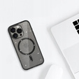 Case for iPhone 16 Pro, ERBORD Glitter MagSafe, black + Screen Glass