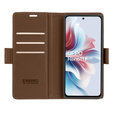 Case for Oppo Reno 11F, ERBORD Glossy Litchi, wallet with flap, brown