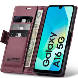 Etui do Samsung Galaxy A16 / A16 5G, ERBORD Glossy Litchi, portfel z klapką, czerwone