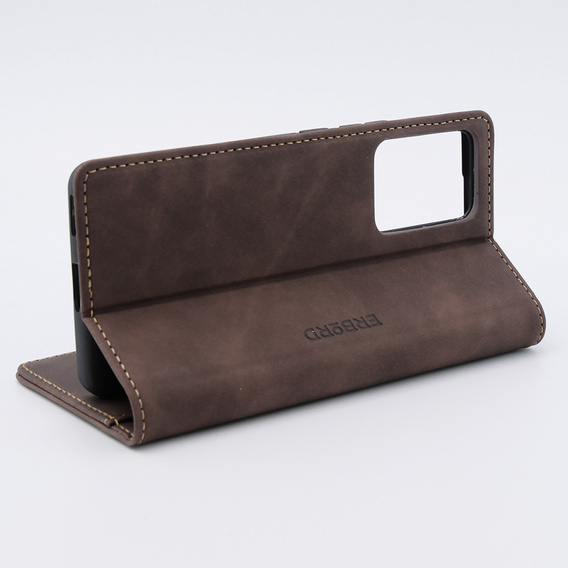 Etui do Xiaomi 13 lite, ERBORD Vintage portfel z klapką, kawowe