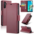 Case for Samsung Galaxy A16, ERBORD Glossy Litchi, wallet with flap, red