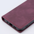 Case for iPhone 15, ERBORD Vintage, wallet with flap, red