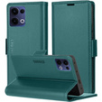 Case for Oppo Reno 13, ERBORD Glossy Litchi, wallet with flap, green
