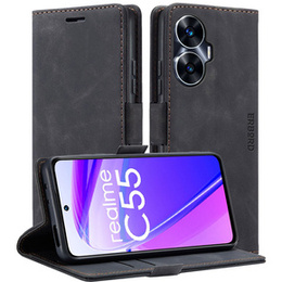 Case for Realme C55, ERBORD Vintage, wallet with flap, black