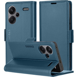 Etui do Xiaomi Redmi Note 13 Pro+, ERBORD Glossy Litchi, portfel z klapką, niebieskie