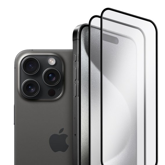 2x Tempered Glass for iPhone 15 Pro, ERBORD 3D full display