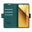 Case for Xiaomi Redmi Note 13 5G, ERBORD Glossy Litchi, wallet with flap, green