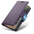 Case for Samsung Galaxy S25 Edge, ERBORD Glossy Litchi, wallet with flap, purple