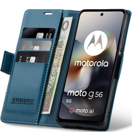 Etui do Motorola Moto G56 5G, ERBORD Glossy Litchi, portfel z klapką, niebieskie