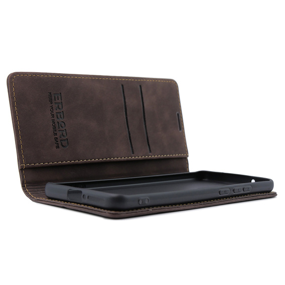 Etui do Motorola Edge 40 Neo, ERBORD Vintage portfel z klapką, kawowe