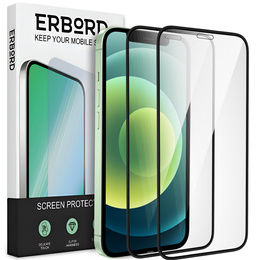 2x Szkło Hartowane do iPhone 12 Mini, ERBORD 3D pełne, szybka na cały ekran