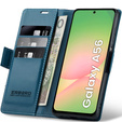 Etui do Samsung Galaxy A56 5G, ERBORD Glossy Litchi, portfel z klapką, niebieskie