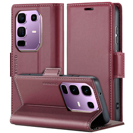 Case for Infinix Note 50 Pro+, ERBORD Glossy Litchi, wallet with flap, red