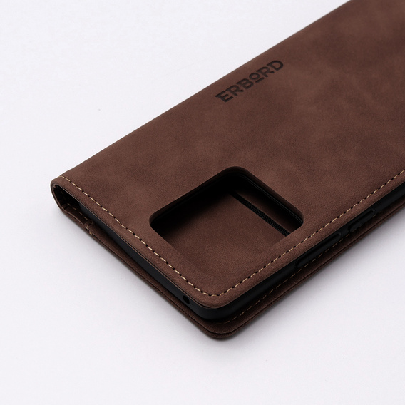 Etui do Motorola Edge 40, ERBORD Vintage portfel z klapką, kawowe
