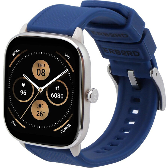 Pasek Silikonowy ERBORD Uniwersalny 20mm, Dual Color, niebieski / srebrna klamra