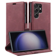 Case for Samsung Galaxy S23 Ultra, ERBORD Vintage, wallet with flap, red