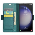 Case for Samsung Galaxy S24 Ultra, ERBORD Glossy Litchi, wallet with flap, green