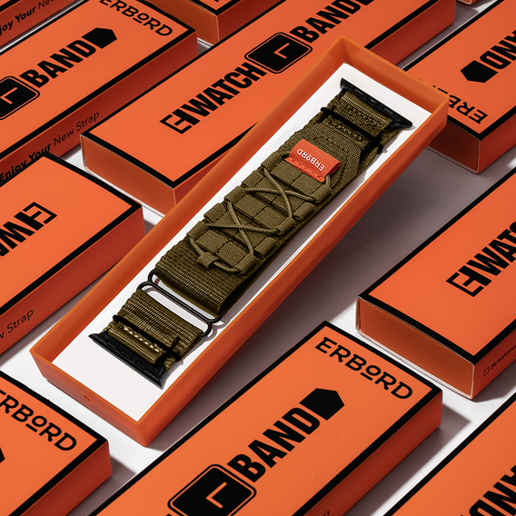 Pasek Nylonowy ERBORD Runner do Apple Watch 1/2/3/4/5/6/7/8/9/10/11/SE Ultra 1/2/3 42/44/45/46/49mm, Zielony