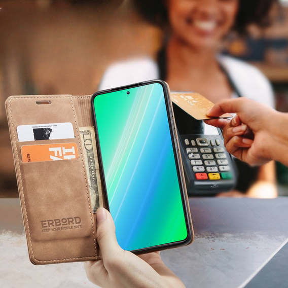 Etui do Samsung Galaxy A54, ERBORD Vintage portfel z klapką, brązowe